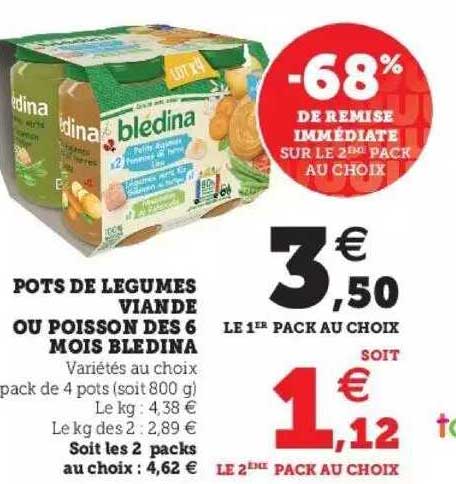pots de légumes viande ou poisson dès 6 mois blédina