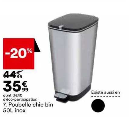 poubelle chic bin 50l inox