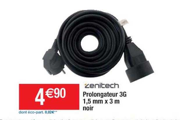 prolongateur 3g 1,5mm x 3m noir