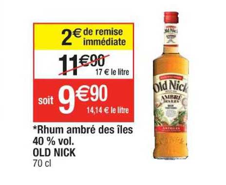 rhum ambré des îles 40% vo. old nick