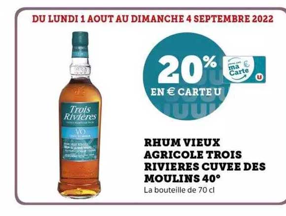 rhum vieux agricole trois rivières cuvée des moulins 40°