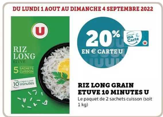 riz long grain étuvé 10 minutes u
