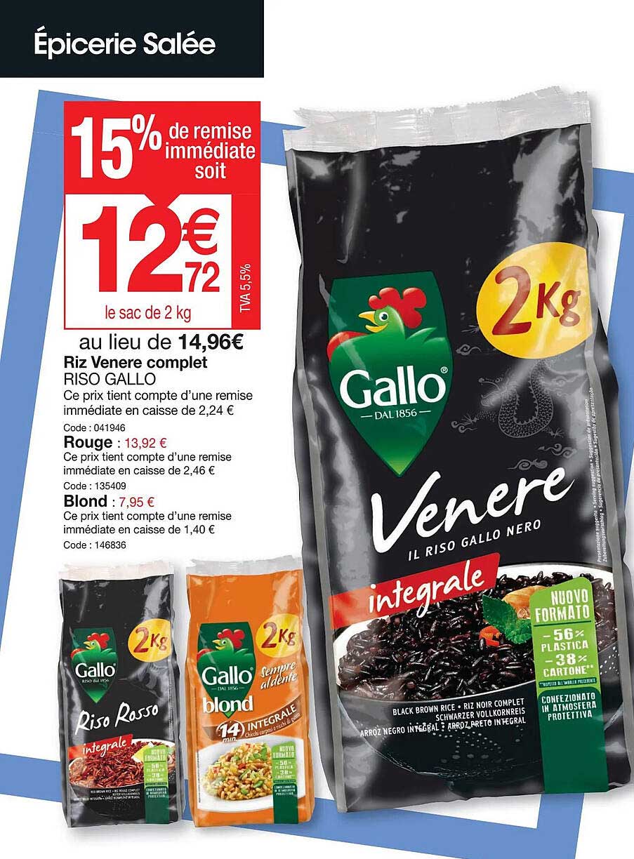 riz venere complet riso gallo rouge ou blond