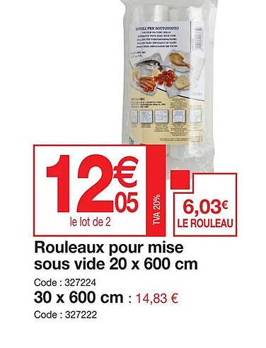 rouleau pour mise sous vide 20 x 600 cm, 30 x 600 cm