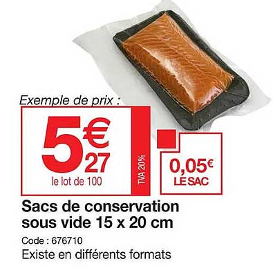 sacs de conservation sous vide 15 x 20 cm