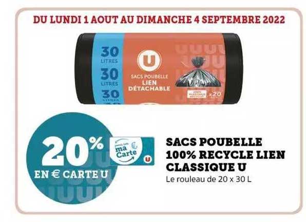 sacs poubelle 100% recyclé lien classique u
