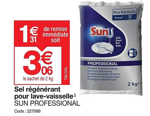 sel régénérant pour lave-vaisselle sun professional