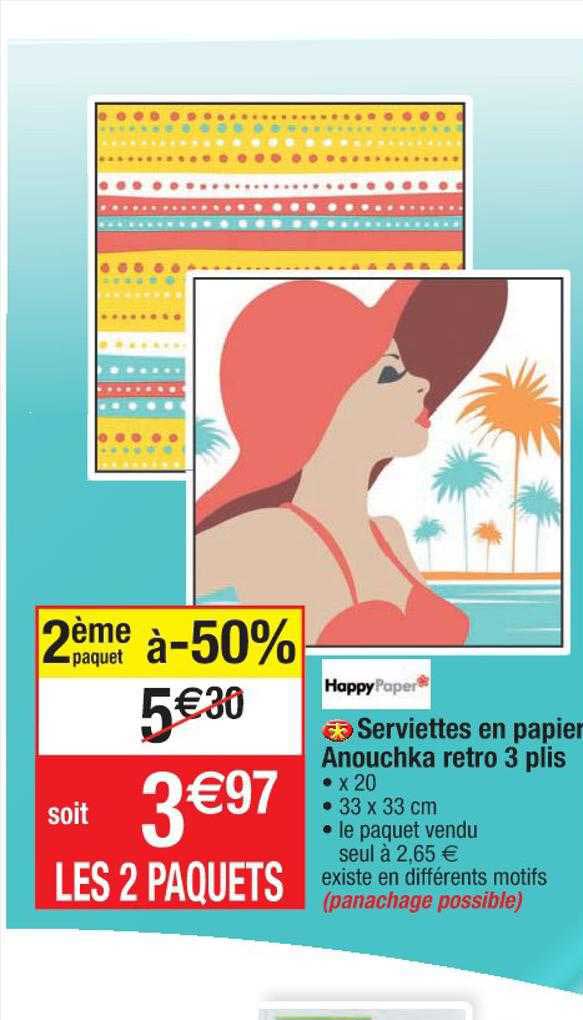 serviettes en papier anouchka retro 3 plis