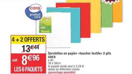 serviettes en papier «toucher textile» 2 plis cora