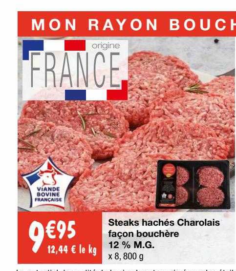 steaks hachés charolais façon bouchère 12% m.g