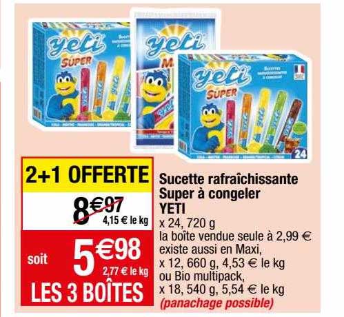 sucette rafraîchissante super à congeler yeti