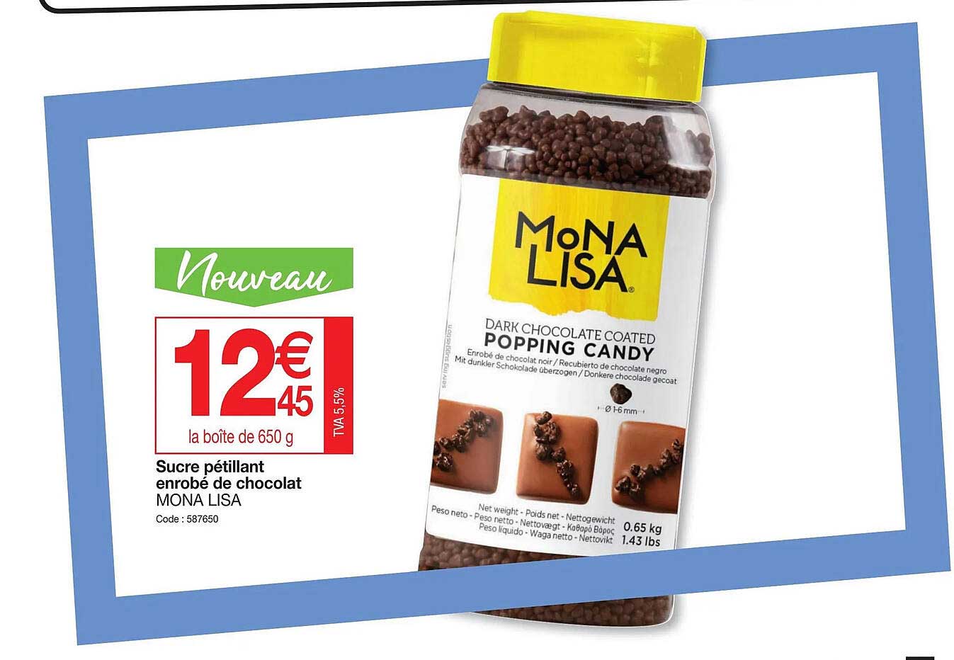 sucre pétillant enrobé de chocolat mona lisa