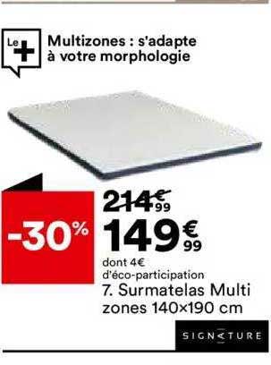 surmatelas multi zones 140x190cm