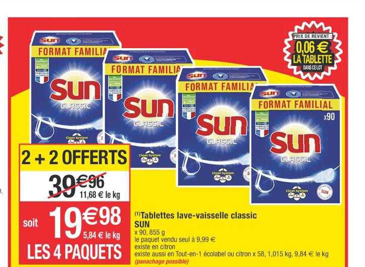 tablettes lave-vaisselle classic sun