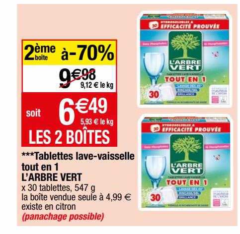 tablettes lave-vaisselle tout en 1 l'arbre vert