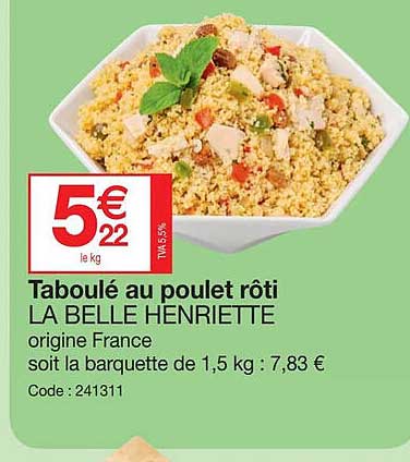 taboulé au poulet rôti la belle henriette