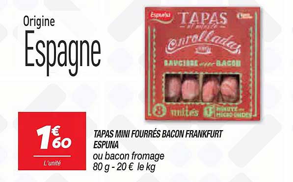 Tapas Mini Fourrés Bacon Frankfurt Espuna