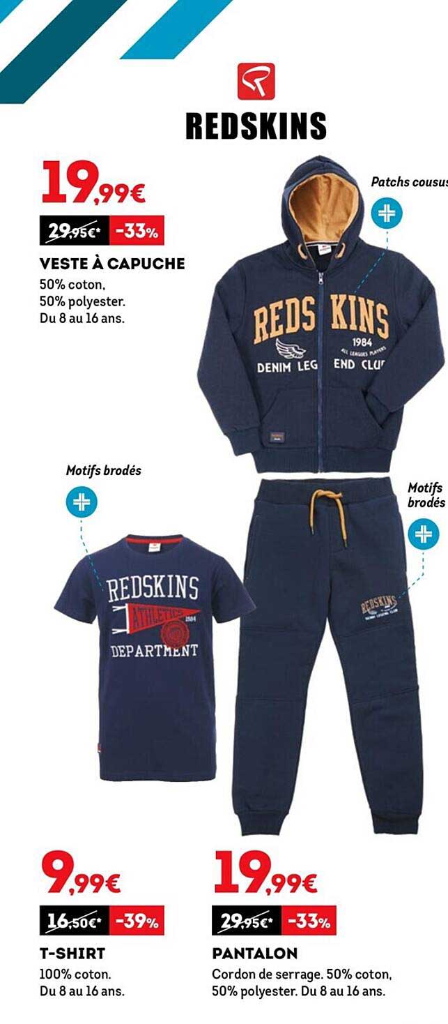 Veste à Capuche, T-shirt, Pantalon Redskins