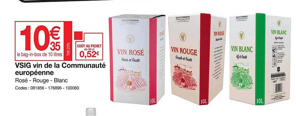 vsig vin de la communauté européenne rosé - rouge - blanc