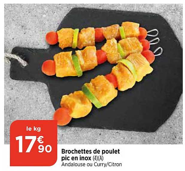 brochettes de poulet pic en inox