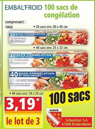 100 Sacs De Congélation Embal'froid