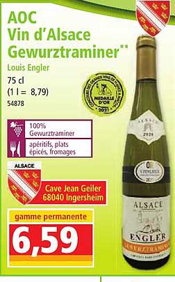 aoc vin d'alsace gewurztraminer louis engler