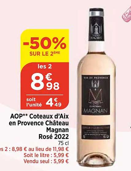 aop côteaux d'aix en provence château magnan rosé 2022