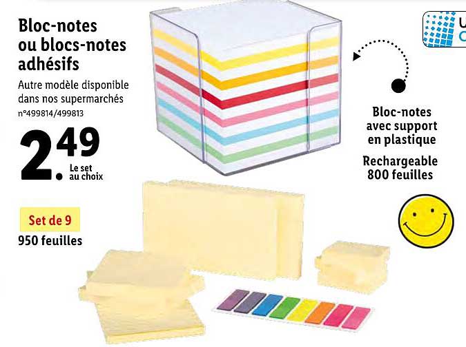 bloc-notes ou blocs-notes adhésifs