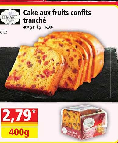 cake aux fruits confits tranché lemarié