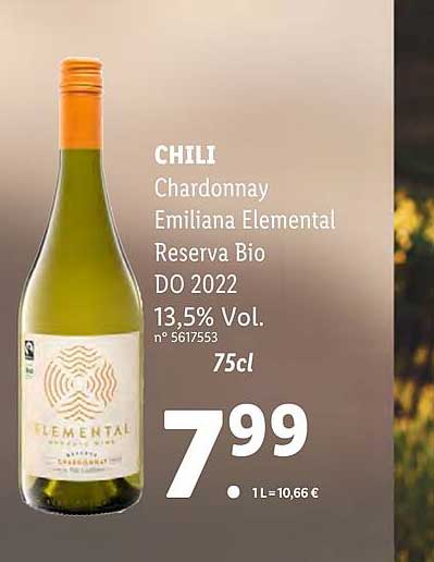 chardonnay emiliana elemental reserva bio do 2022 13,5% vol.