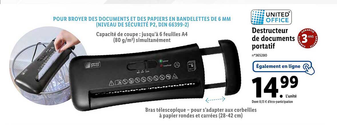 destructeur de documents portatif united office