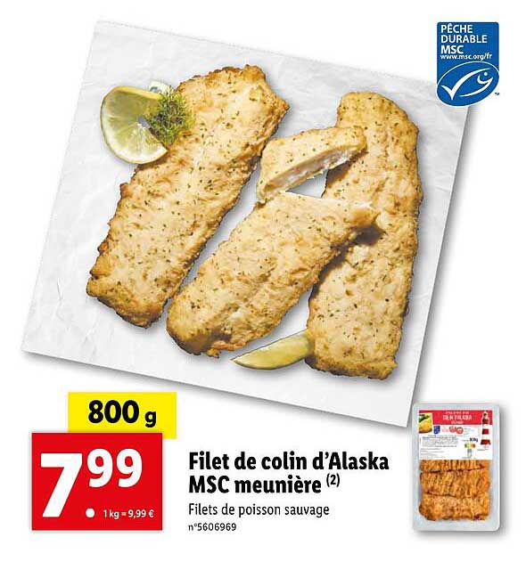 Filet De Colin D'alaska Msc Meunière