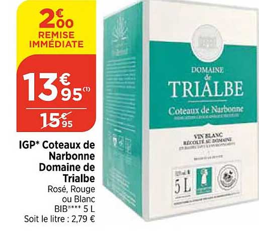 Igp Côteaux De Narbonne Domaine De Trialbe