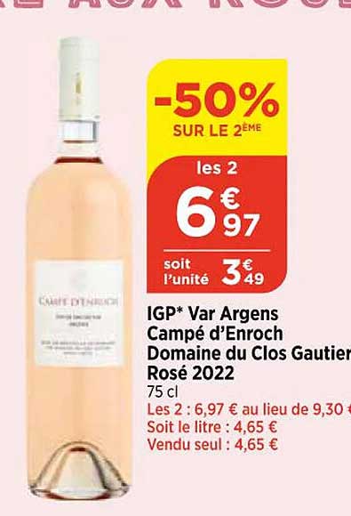 igp var argens campé d'enroch domaine du clos gautier rosé 2022