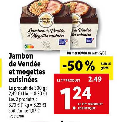 jambon de vendée et mogettes cuisinées