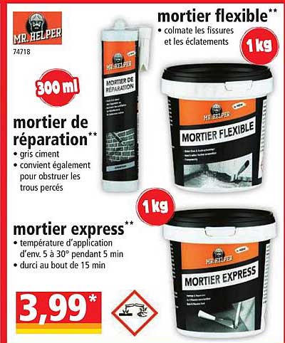 Mortier De Réparation Mr Helper, Mortier Express Mr Helper, Mortier Flexible Mr Helper