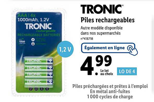 Piles Rechargeables Tronic