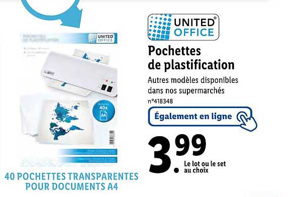 pochettes de plastification united office