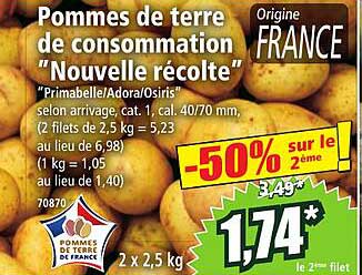 pommes de terre de consommation "nouvelle récolte"