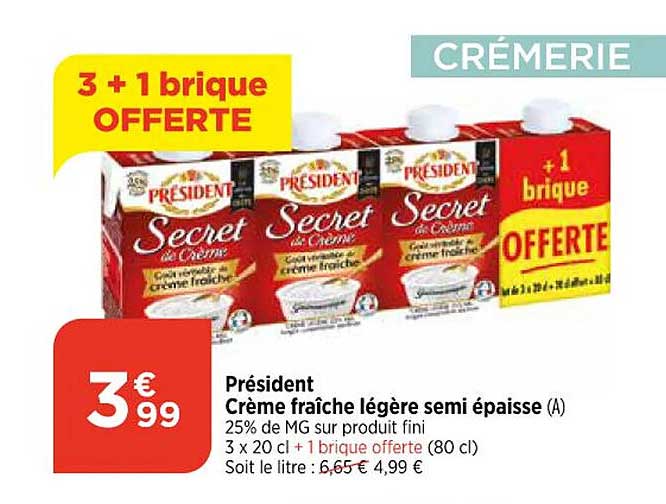 président crème fraîche légère semi épaisse
