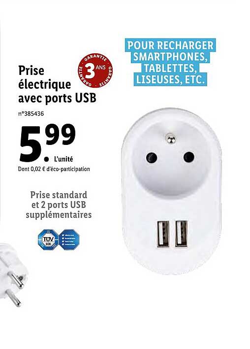 prise électrique avec ports usb