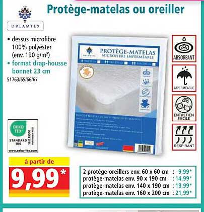 protège-matelas ou oreiller dreamtex