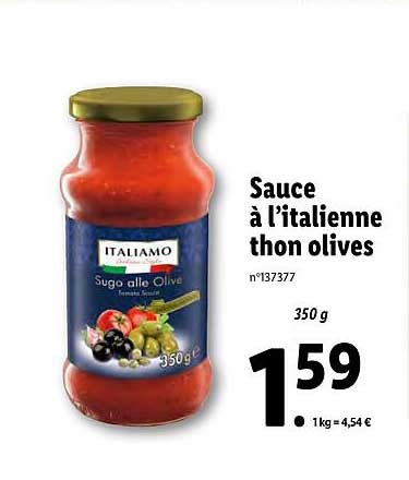 sauce à l'italienne thon olives italiamo