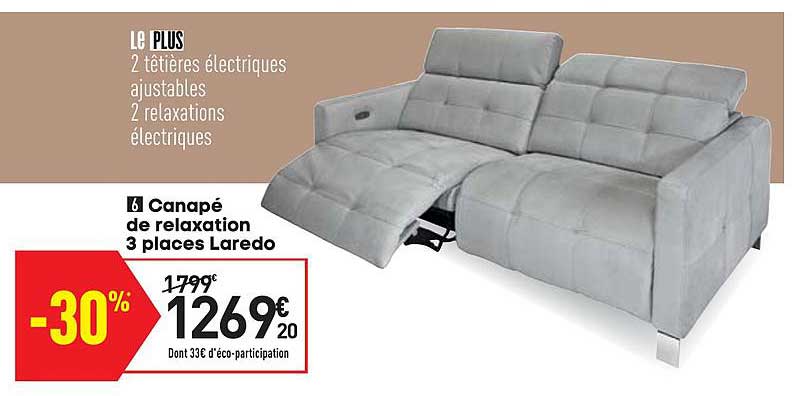canapé de relaxation 3 places laredo