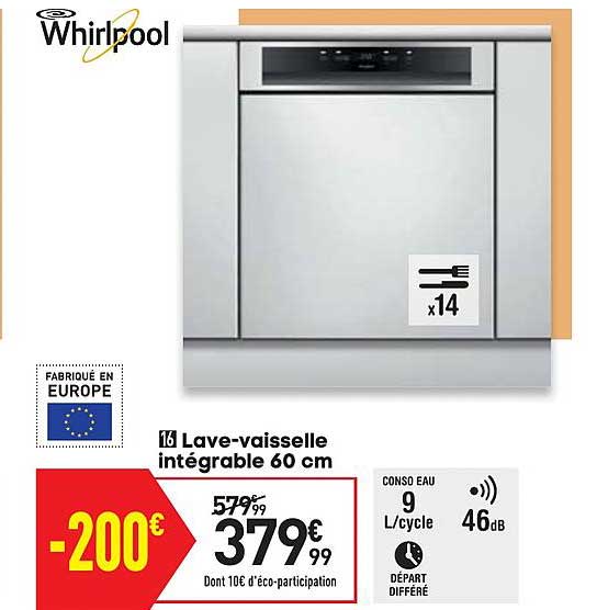 lave vaisselle intégrable 60 cm whirlpool