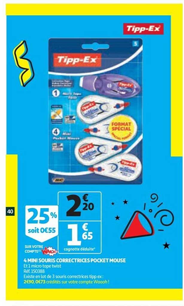 4 mini souris correctrices pocket mouse tipp-ex