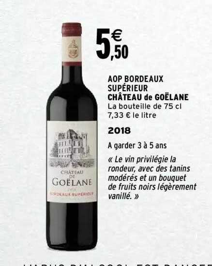 aop bordeaux supérieur château de goëlane 2018