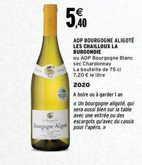 aop bourgogne aligoté les chailloux la burgondie 2020