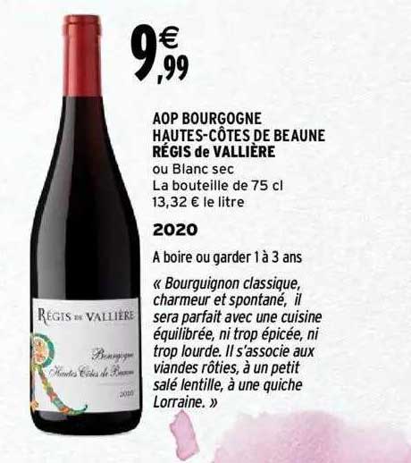 aop bourgogne hautes-côtes de beaune régis de vallière 2020