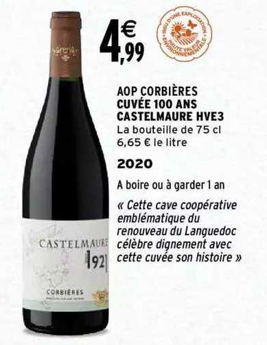aop corbières cuvée 100 ans castelmaure hve3 2020